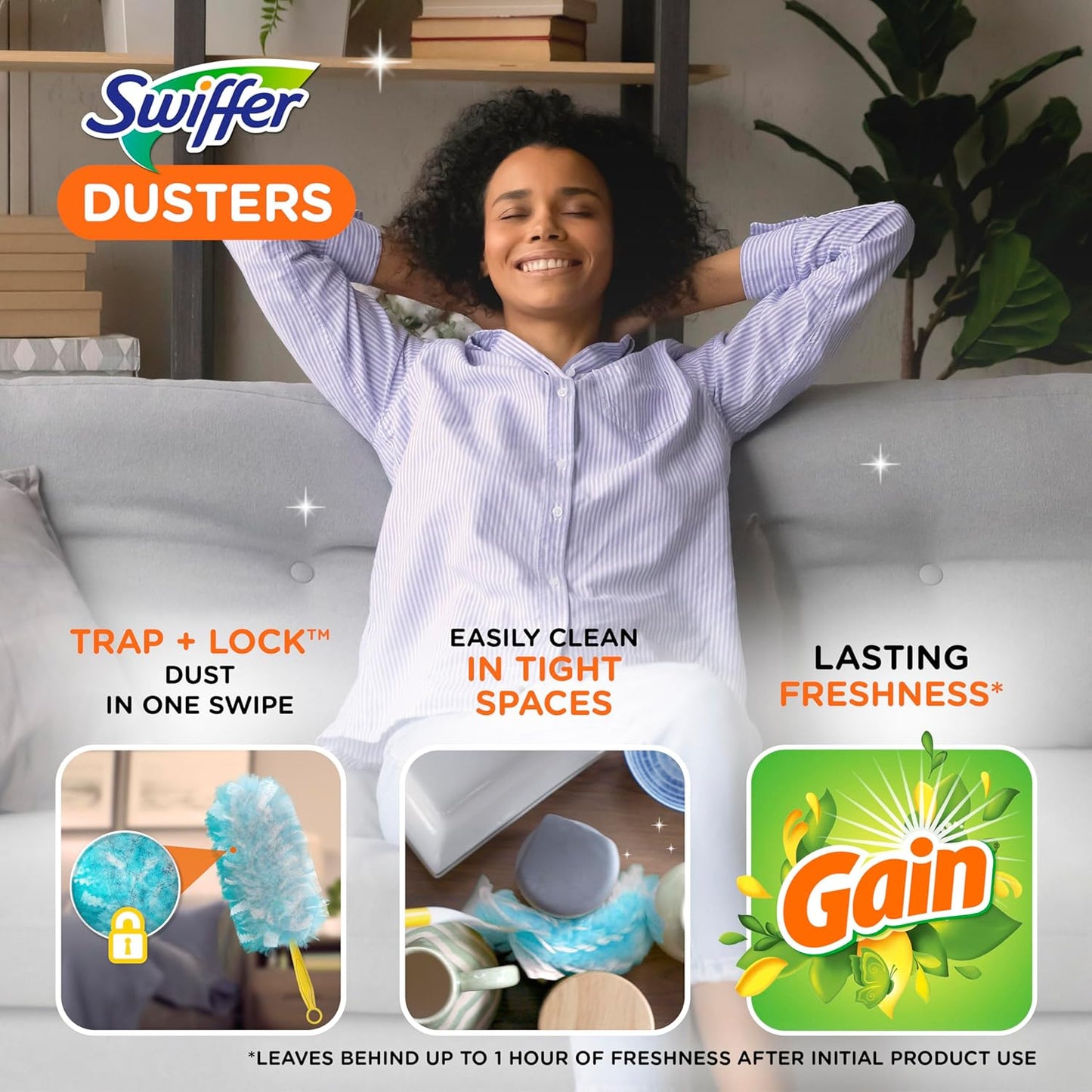 Swiffer Dusters Refill for Cleaning, Made by SWIFFER, Feather & Microfiber Duster Disposable Alternative, for Dusting Furniture, Blinds, Ceiling Fans, Walls, Helps Remove Allergens, Unscented, 18ct