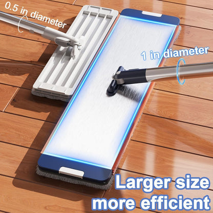 Flat Mop and Bucket Set Microfiber Mop for Floor Cleaning Flat Mop and Bucket System with 8 Reusable Microfiber Mop Pads for Tiles Bathroom & Household Floor Cleaning 16 Inch