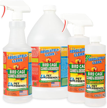 Absolutely Clean Amazing Bird Cage Cleaner and Deodorizer - Just Spray/Wipe - Safely & Easily Removes Bird Messes Quickly and Easily - Made in The US - Fragrance Free (16oz Pack of 1)