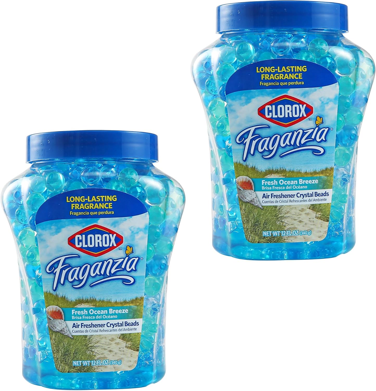 Clorox Fraganzia Crystal Beads Air Freshener, Long Lasting Room Deodorizer and Odor Eliminator Gel Beads to Freshen Home, Car, or Office, Lavender with Eucalyptus Scent, 12 Fl Oz