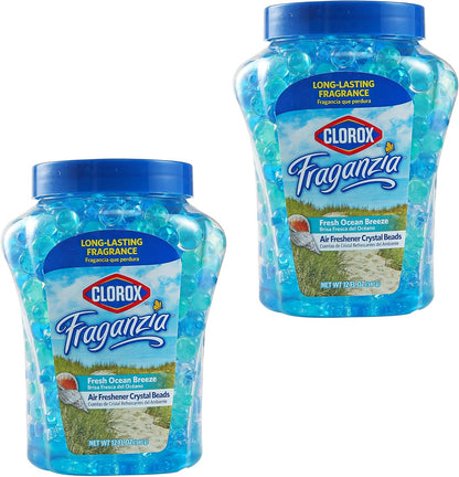 Clorox Fraganzia Crystal Beads Air Freshener, Long Lasting Room Deodorizer and Odor Eliminator Gel Beads to Freshen Home, Car, or Office, Lavender with Eucalyptus Scent, 12 Fl Oz