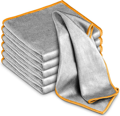 Glass Polishing Cloth Streak Free Miracle Cleaning Cloth Lint Free Microfiber Cleaning Rags for Glasses Kitchen Dish Mirrors Easy Clean, Pack of 6, 12" x 12"