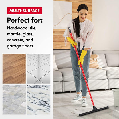 Tyroler Floor Squeegee for Concrete Floors, 17" Heavy Duty Squeegee for Floor, Squeegees Broom for Floors with 55" 4 Part Handle Perfect for Tiles, Marble, Garage, Deck, Patio, Bathroom, Shower