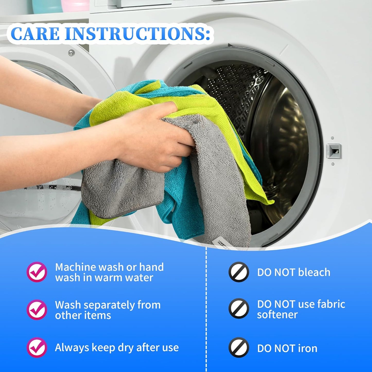 FIXSMITH Microfiber Cleaning Cloth - Pack of 8, Size: 12 x 16 in, Multi-Functional Cleaning Towels, Highly Absorbent Cleaning Rags, Lint-Free, Streak-Free Cleaning Cloths for Car Kitchen Home