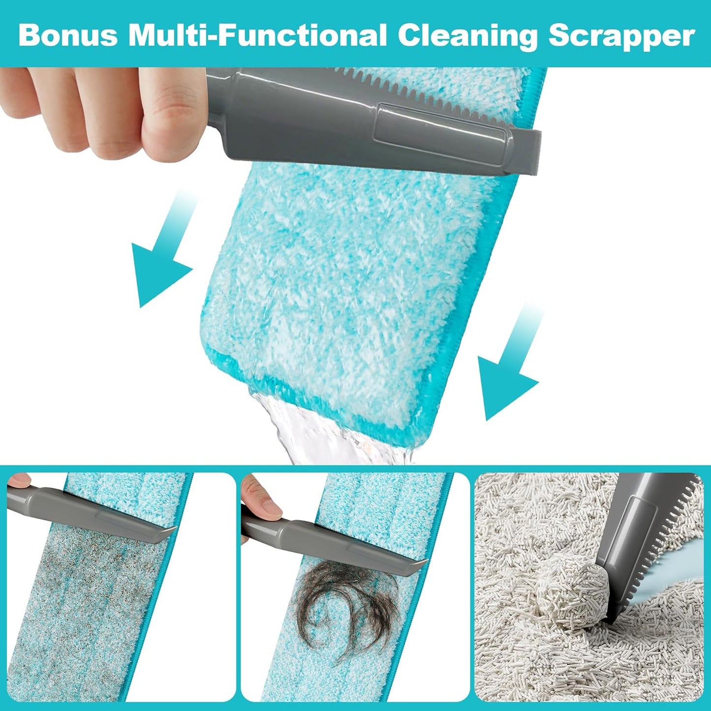 JOYMOOP 18 Inch Dust Mop for Hardwood Floors, Heavy Duty Industrial Wet Dry Mops with Telescopic Handle, Includes 5 Microfiber Mop Pads