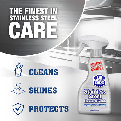 Bar Keepers Friend Stone & Granite Cleaner and Polish (25.4 oz) Plus 1 Microfiber Cloth, 2pc Cleaning Kit, Multi Surface Cleaner for Use on Natural, Manufactured & Polished Stone Countertops