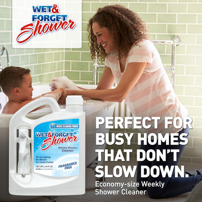 Wet & Forget Shower Cleaner Spray, Fragrance-Free Weekly Bathroom Cleaner, No Scrubbing Needed, Bleach-Free, Multi-Surface Bathroom Spray, Cleaning Supplies Essential. 64 fl oz