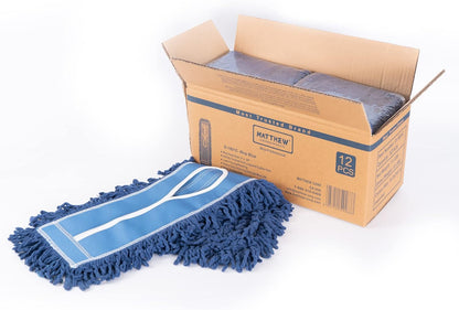 Matthew Cleaning 24'' Industrial Strength Cotton Dust Mop Refill Washable Replacement Heads for Residential & Commercial Use Fit Standard Dust Mop Frames, Hardwood, Laminate, Concrete Floors 3 Pack