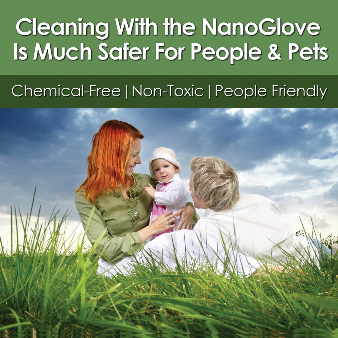 Nano Glove - Green Household Kitchen Cleaning Hand Glove | Replaces Paper Towels Microfiber Wipe Cloths & Feather Dusters | All Purpose Surface Cleaner for Window Stainless Steel Dusting (L-XL)