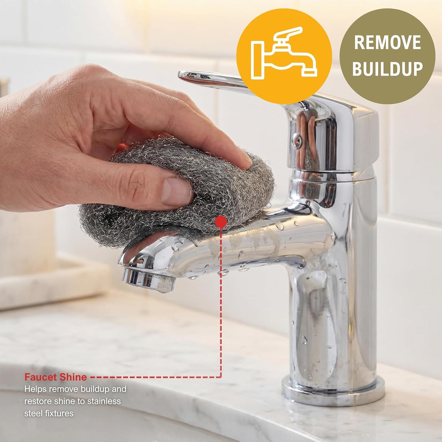 PAMI Extra Coarse #4 Stainless Steel Fiber Sponge Scrubbers Pack of 8 Steel Wool Pads Metal Sponges for Tough Cleaning Kitchen Bathroom