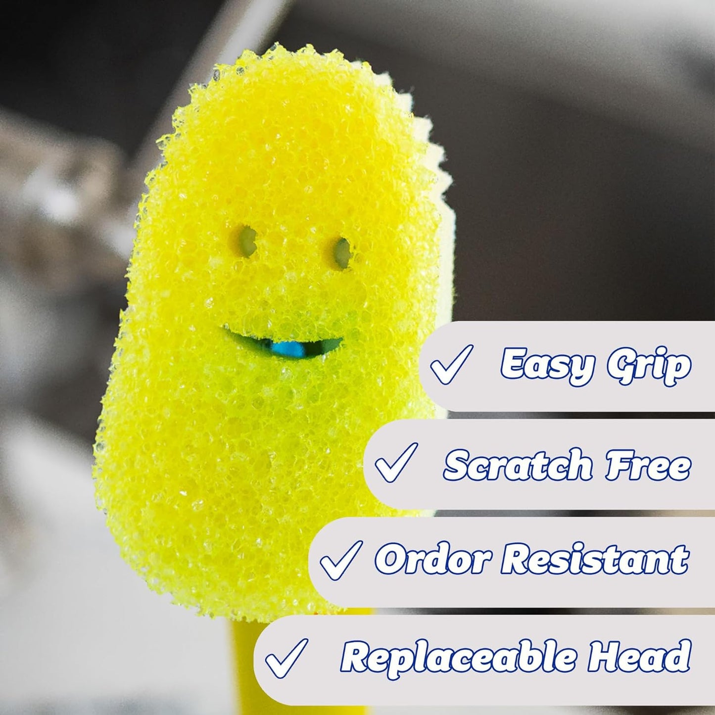 Scrub Daddy Scrub Mommy Dish Wand, Refill Heads, Sponge & Connector Head, Soap Dispensing Dish Brush, Texture Changing Washing Up Sponge, Dual Sided Non Scratch Scourers with Liquid Handle - Pink