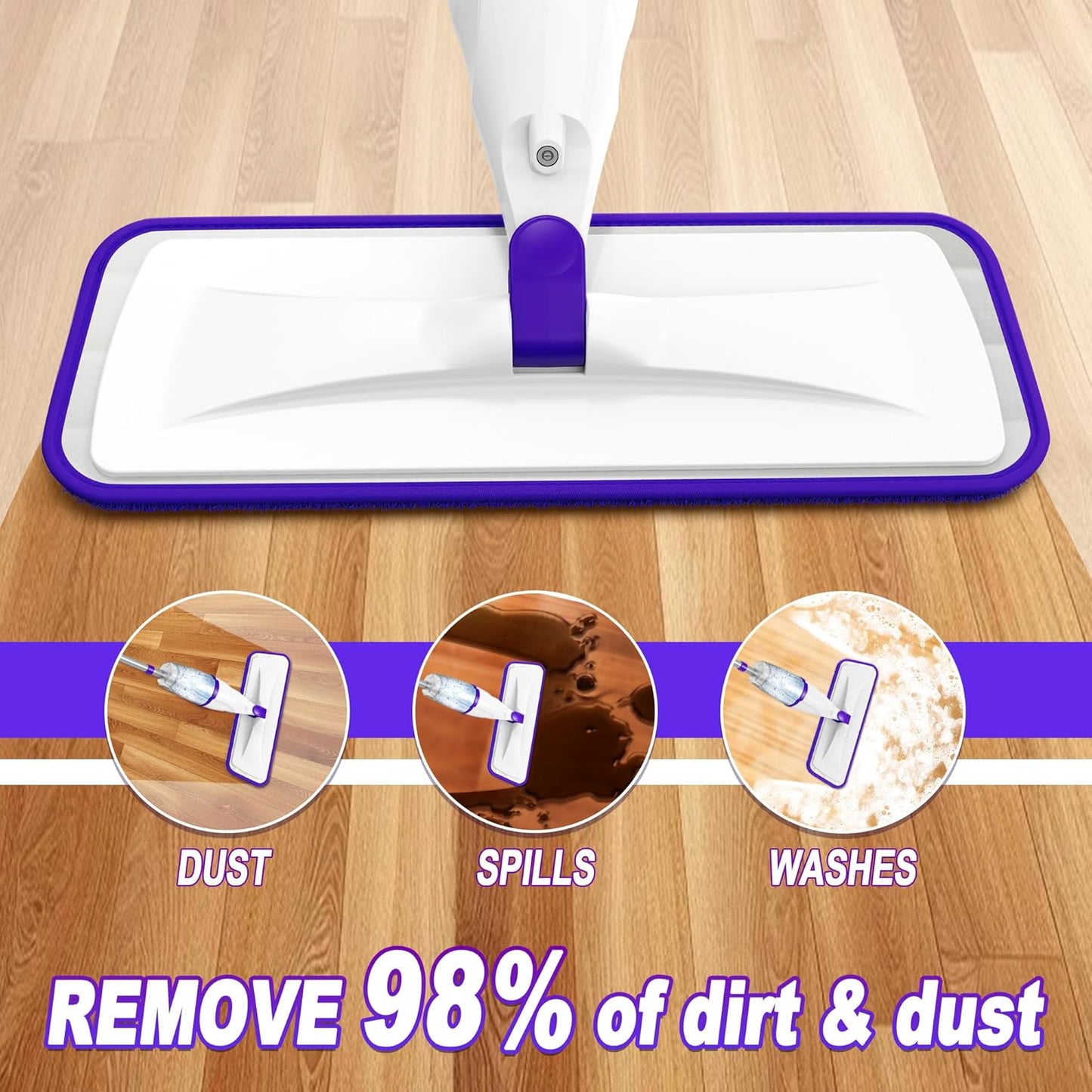 Microfiber Spray Mop for Floors Cleaning: Wet Dry Hardwood Floor Mops with 3 Washable Reusable Pads for Swiffer Powermop - Flat Mop with Sprayer for Tile Wood Laminate Vinyl Marble