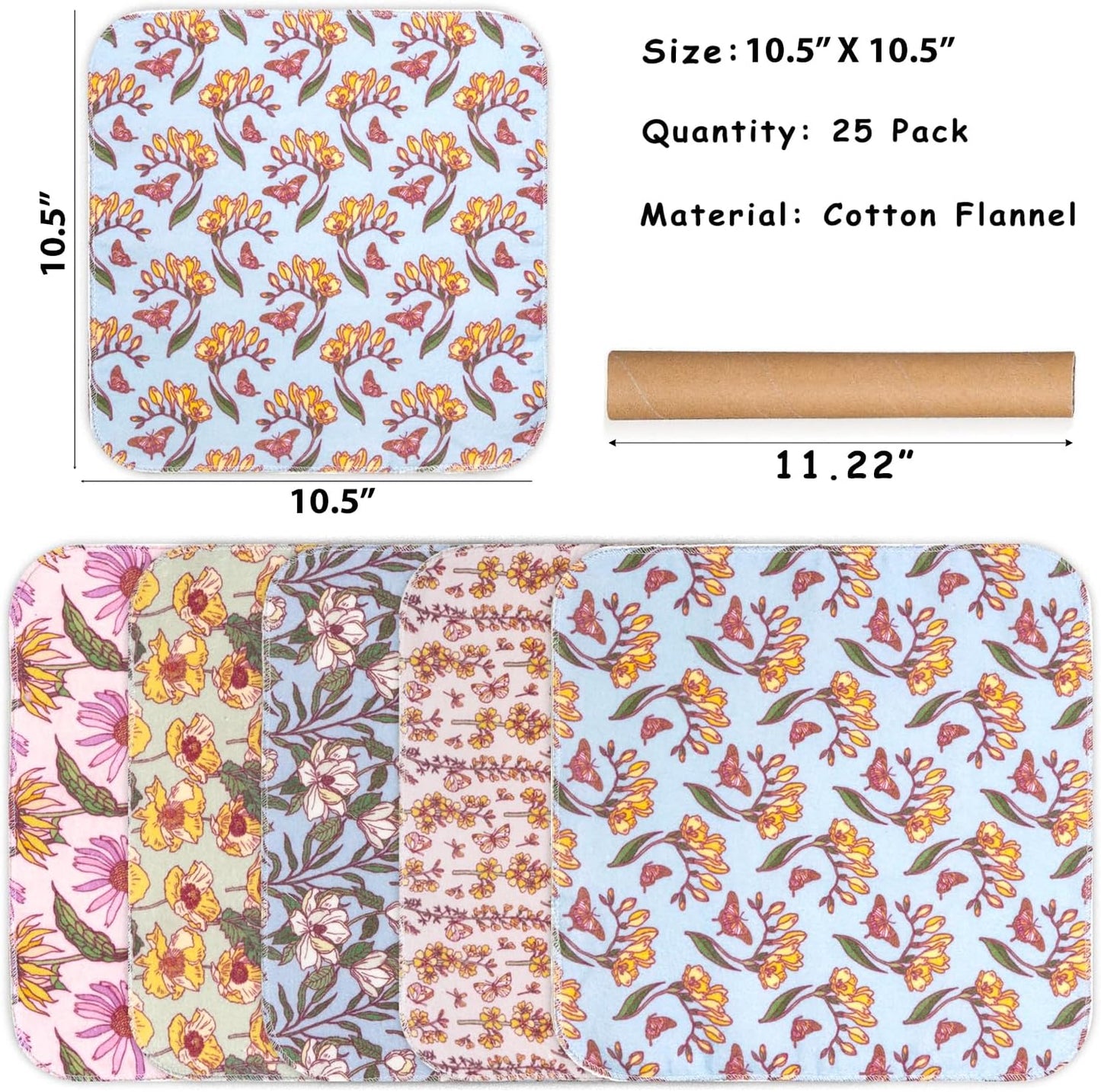 25 Pack Reusable Paper Towels, Paperless Towels Roll Washable Cotton Cloth for Kitchen Towels Zero Waste Products Alternative Paper Towels Alternative (Bohemian)