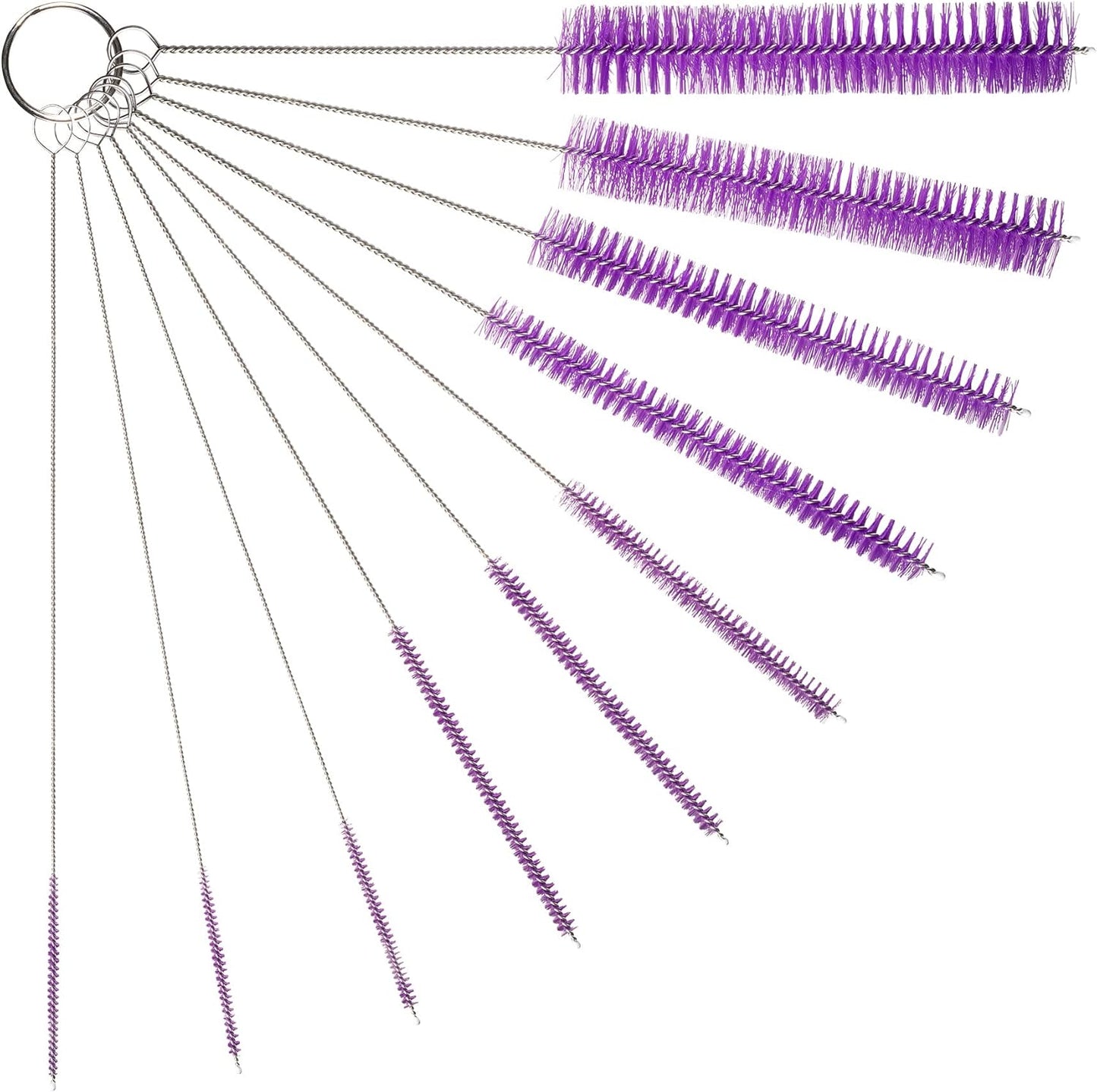 10" Tube Cleaning Brush Set, 5 Pack Large, Extra Long Nylon Straw Brushes with Flexible Handles for Bottles, Cleaning Straws, Pipe Cleaners, Keyboard, Glass, Guns, Detailing and Deep Cleaning, Black