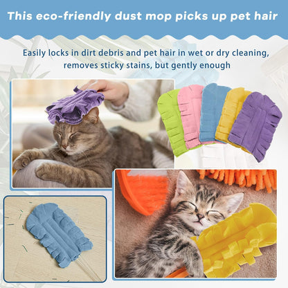 Zubebe 12 Pcs Duster Refill Reusable Fleece Duster Refills Feather Flat Dusters Multi Surface Washable Cleaning Pads Tools for Home, Blinds, Car, Pet, Furniture, Fans (Dark Color)