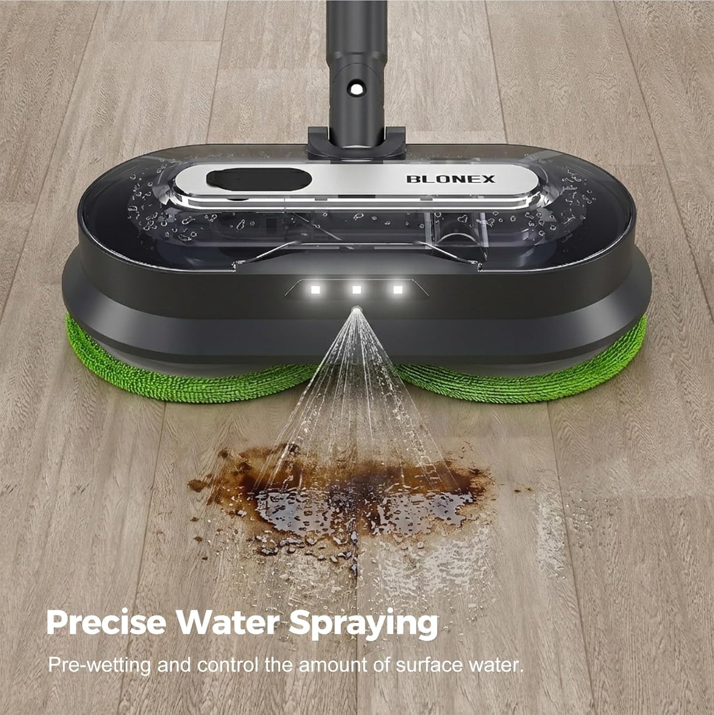 BLONEX Cordless Electric Mop with Spray & Detachable Water Tank, Lightweight Electric Spin Mop with Headlights for Hardwood Tile Laminate Floors, Long-Lasting Battery, Self-Propelled Floor Cleaner