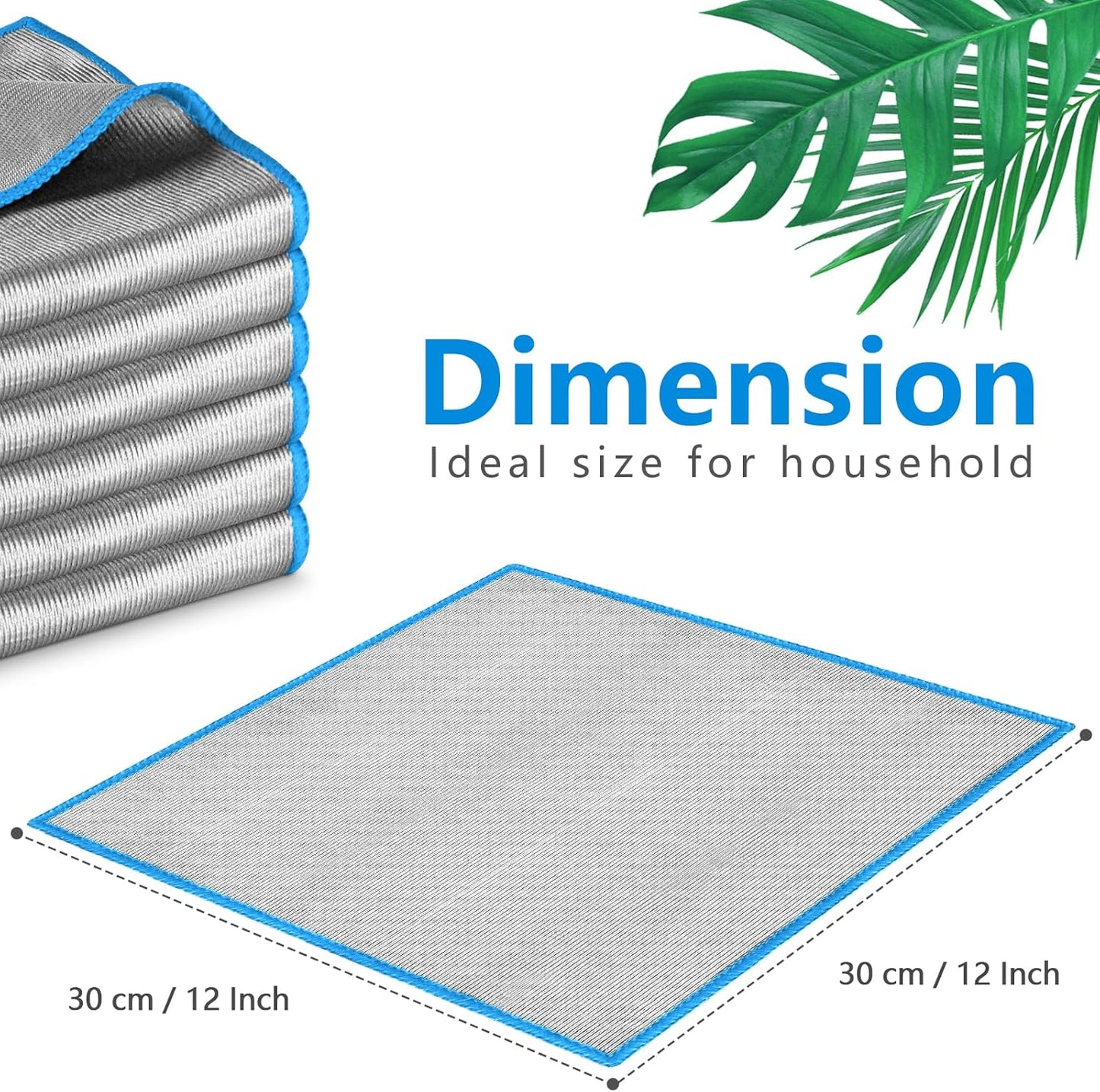 Glass Polishing Cloth Streak Free Miracle Cleaning Cloth Lint Free Microfiber Cleaning Rags for Glasses Kitchen Dish Mirrors Easy Clean, Pack of 6, 12" x 12"