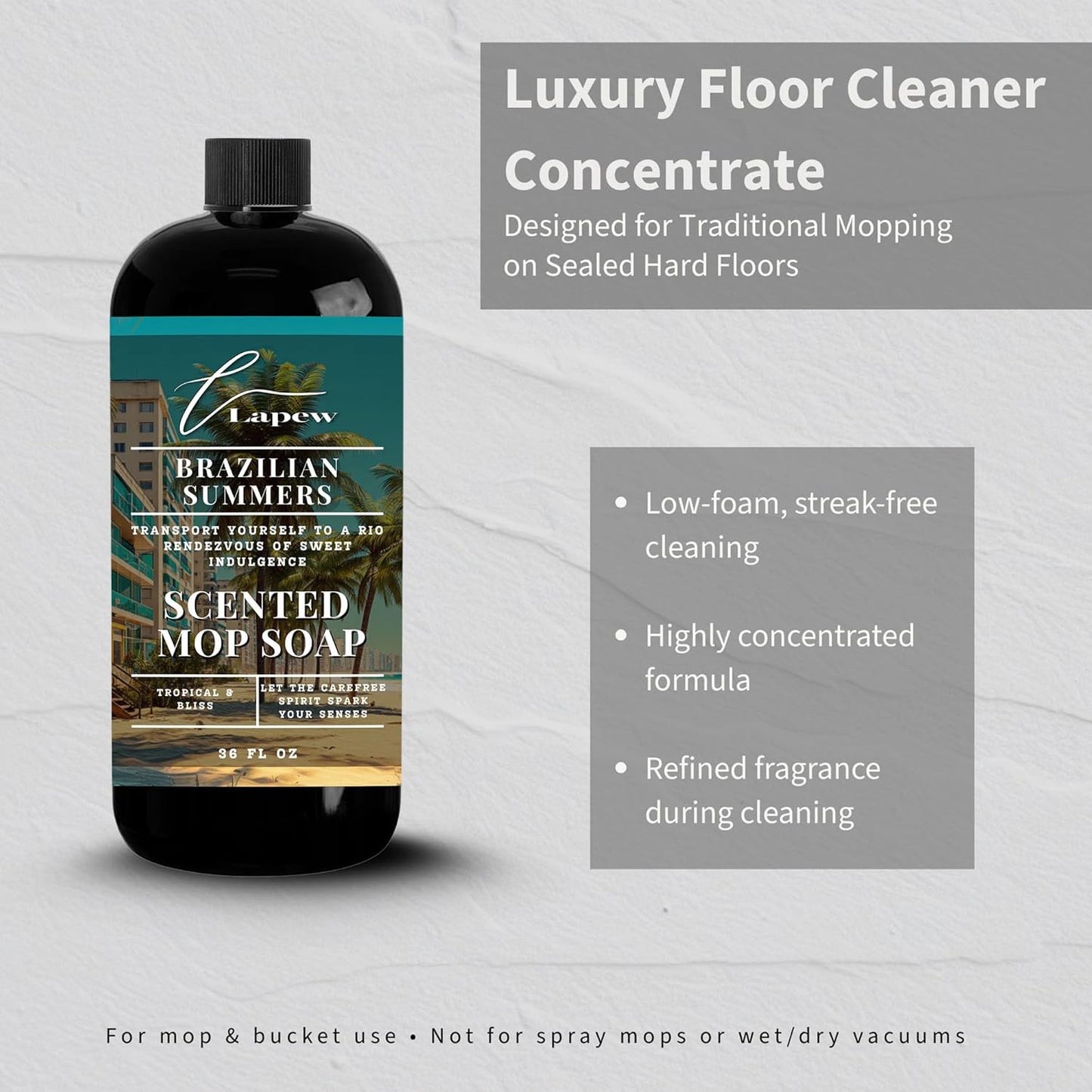 Lapew Santal Scented Mop Soap - Luxury Floor Cleaner Concentrate for Mopping Tile, Laminate, Vinyl & Hardwood | Streak-Free, Low-Foam | 36 oz - Colors B