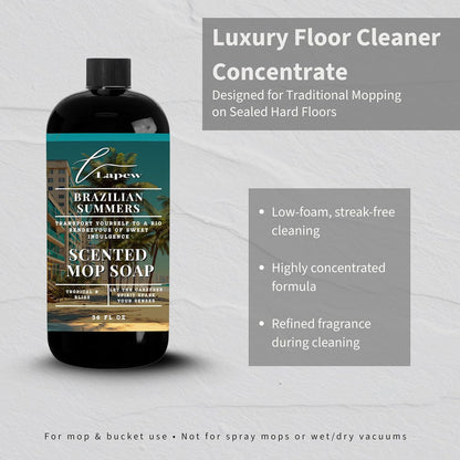 Lapew Santal Scented Mop Soap - Luxury Floor Cleaner Concentrate for Mopping Tile, Laminate, Vinyl & Hardwood | Streak-Free, Low-Foam | 36 oz - Colors B