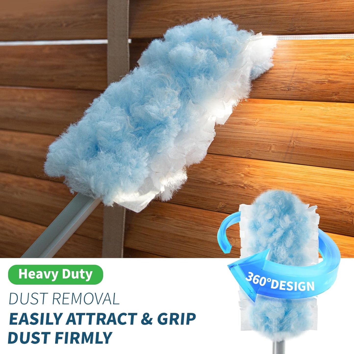 oshang 12 Pack Disposable Heavy Duty Duster Refills - 43" Extendable Handle, Compatible with Swiffer - Dusters for Cleaning Ceiling Fans, Blinds, Furniture & High Corners
