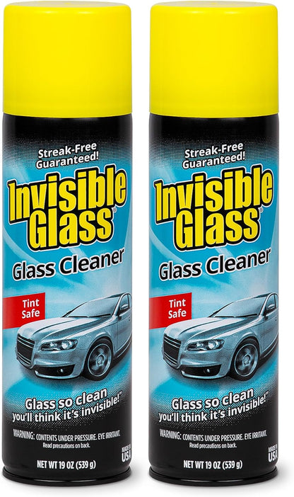Invisible Glass 91164-2PK Premium Aerosol Glass Cleaner Spray for Car Windshields and Windows, Automotive and Home Window Cleaner, Streak-Free, Ammonia-Free, Tint-Safe – 19 oz (Pack of 2)