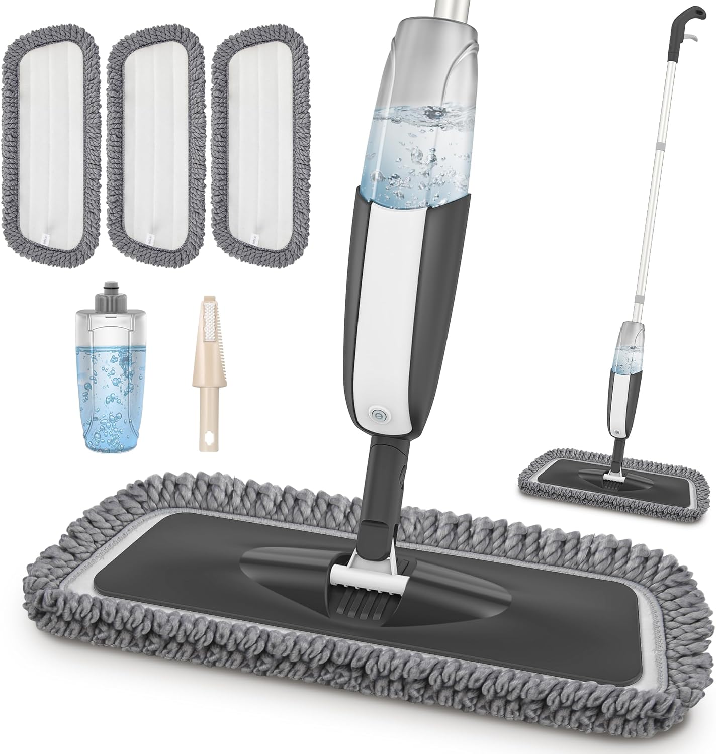Microfiber Wet Spray Mops for Hardwood Floor Cleaning, Dry Wet Dust Wood Floor Mop with 4 Reusable Washable Mop Pads Refills Fit for Swiffer Power Mop, Flat Floor Mop for Laminate Ceramic Vinyl Tile