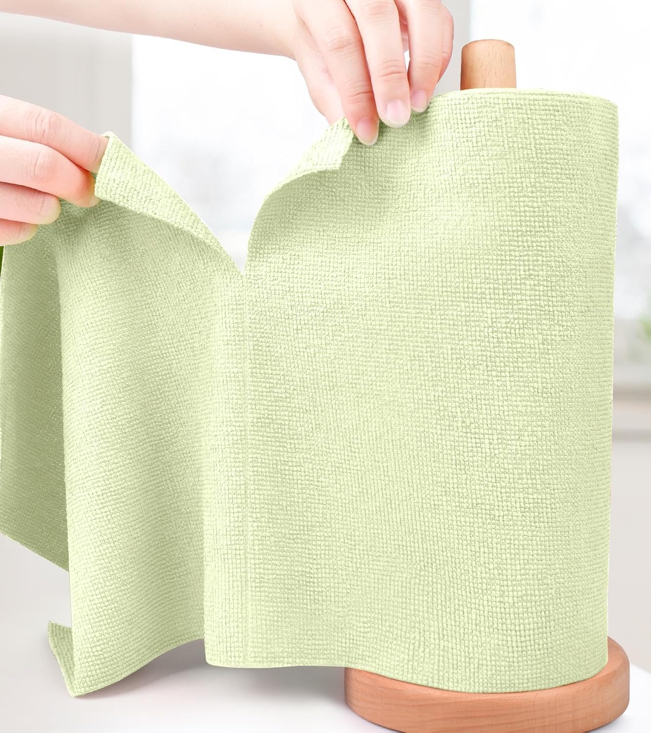 KitchLife Microfiber Cleaning Cloth Roll - Tear-Away Reusable Microfiber Paper Towels, Lint-Free, Washable, 20 Sheets for Kitchen, Car, Dishes, and Sensitive Surfaces (Pink)