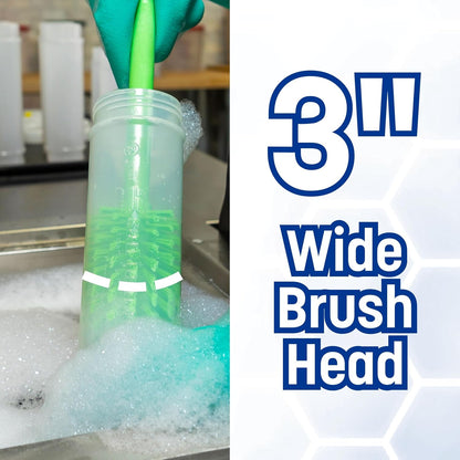SPARTA Large Water Bottle Brush Ideal for Wide-Mouth Jars, Bottles and Tumblers, Dishwashing Tool with Handle for Home and Commercial Kitchens, Plastic, 12 Inches, White