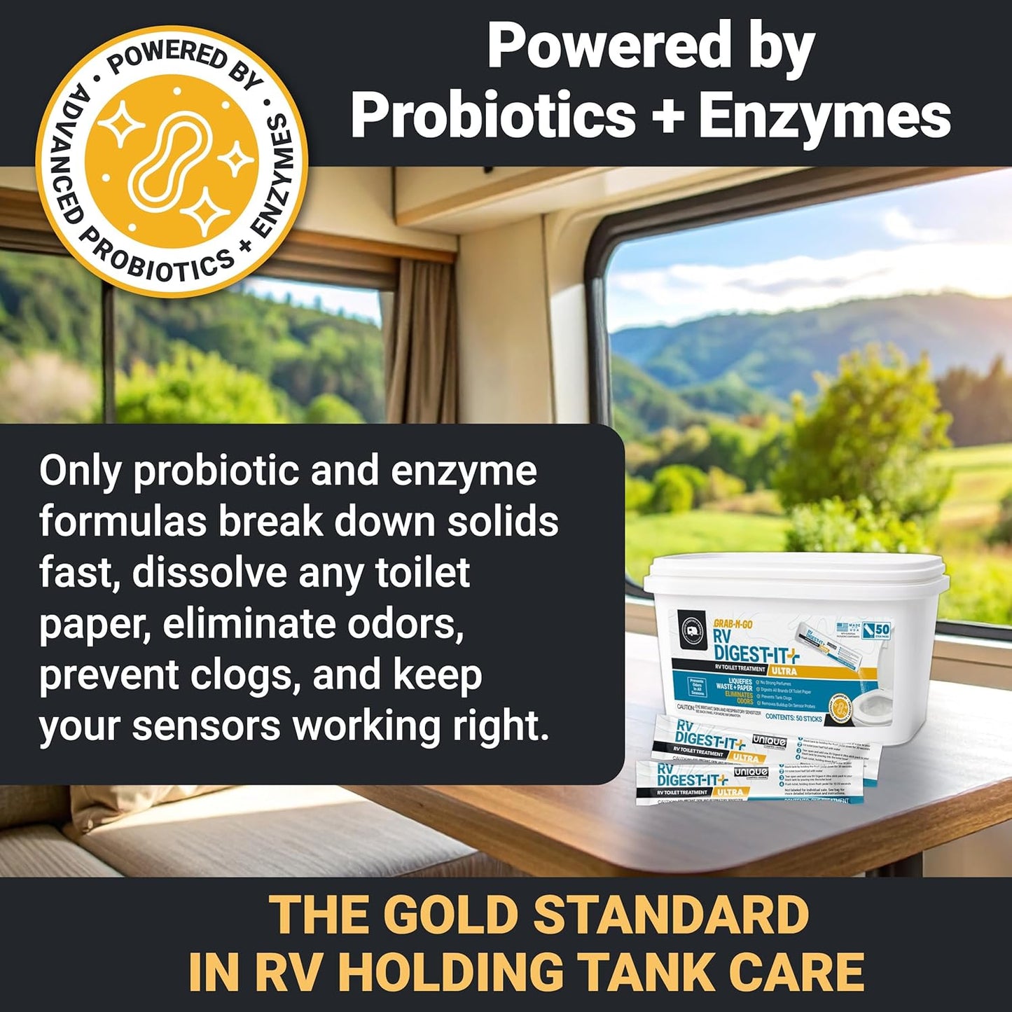 Unique RV Digest-It Plus RV Tank Treatment Pods – 16 Treatments, Breaks Down Waste & Toilet Paper + Eliminates Odors at Source, RV Black Tank Treatment
