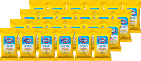 Clorox Disinfecting Wipes To Go Pack, Bleach Free, Fresh Scent, 9 Count, Pack of 24 (Pack May Vary)