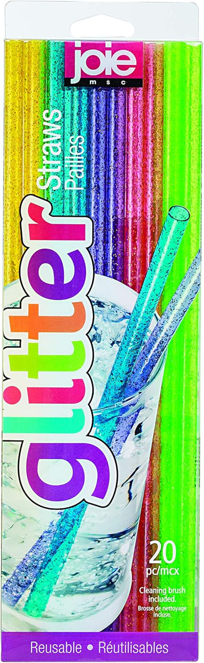 Joie Silicone Straws with Cleaning Brush, Set of 6, Rainbow Color Assortment