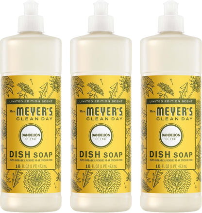 Mrs. MEYER'S CLEAN DAY Liquid Dish Soap, Blueberry Scent, 16 Fl Oz Bottle - 3 Pack