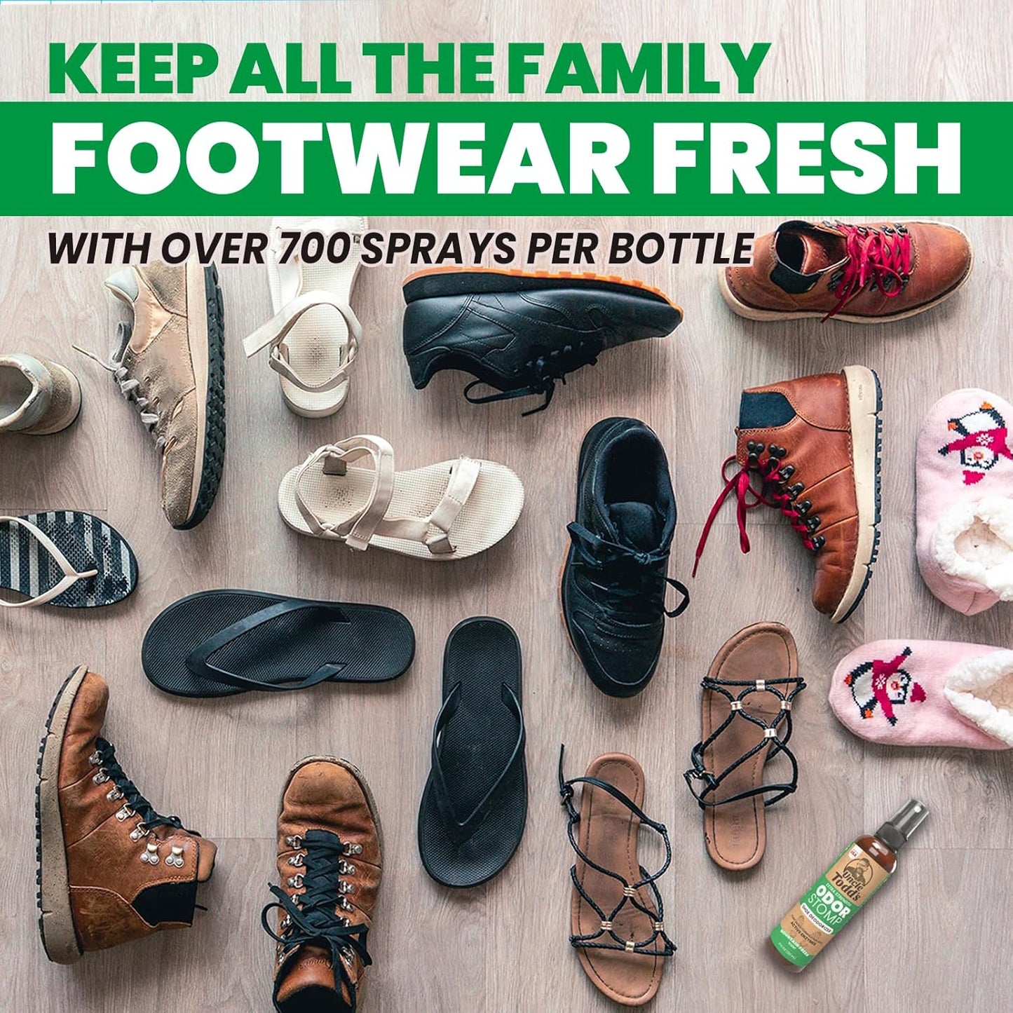 Uncle Todd's Shoe Deodorizer Spray - Proven & Powerful Enzyme Formula Spray for Shoe Odor Elimination in All Footwear (Mountain Fresh)