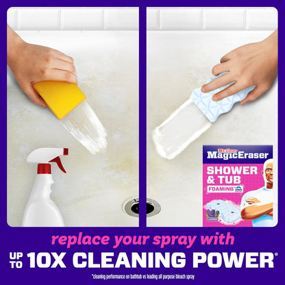 Mr. Clean Magic Eraser Sponge, Bathroom Cleaner, Shower Cleaner, Tub Cleaner, Soap Scum Remover, Bathroom Cleaning Supplies, Dawn Cleaning Power with Febreze Lavender Scent, 5ct