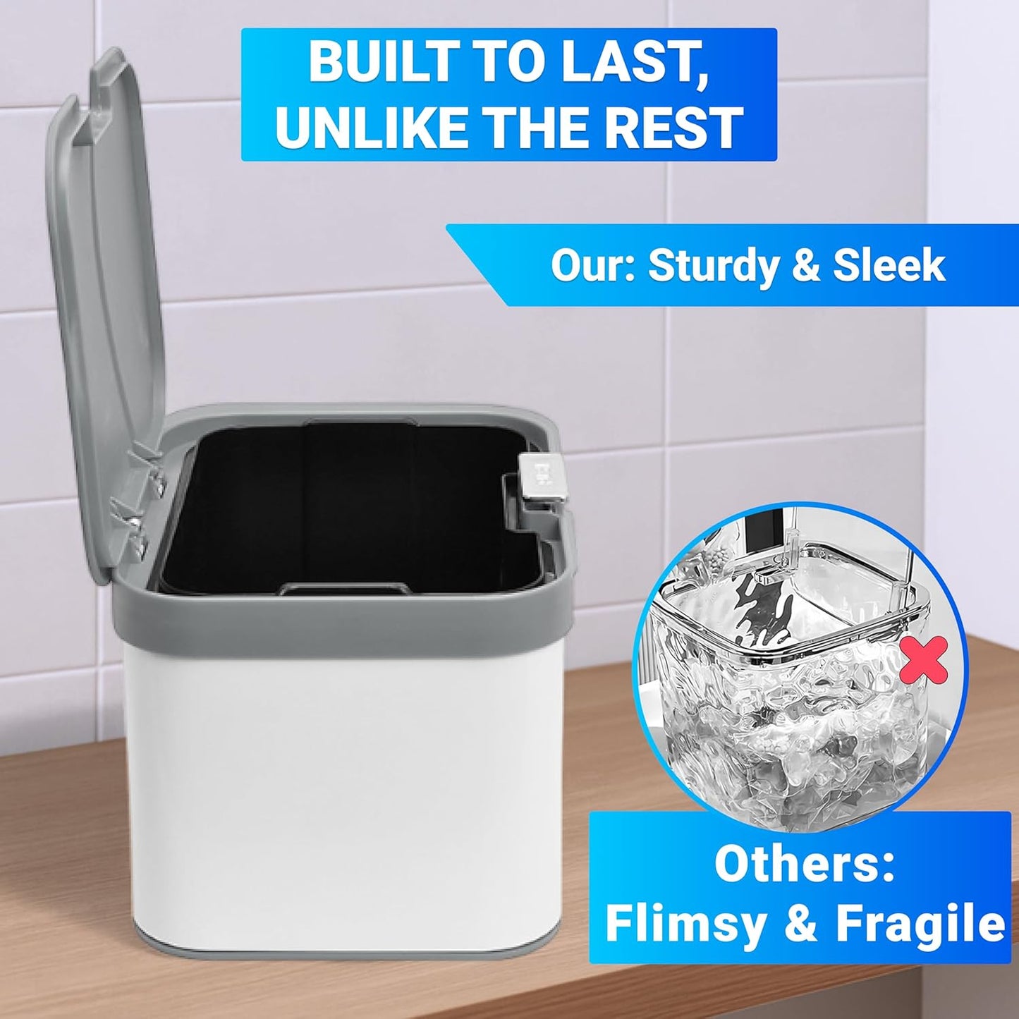 Skywin TidyFriend Laundry Pods Container with Lift Up Lid, 12.4" x 6.5" x 8.7", Airtight Storage Keeps Pods Fresh, Laundry Detergent Container & Dishwasher Pod Holder (Grey)