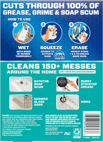 Mr. Clean Magic Eraser Foaming Sponge, All Purpose Cleaner, Dawn Cleaning Power, Wall, Sneaker, Oven Cleaner, Kitchen, Bathroom, Shower Cleaning Supplies, Scrubber, Ultra Foamy, 5ct
