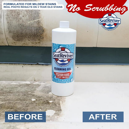 Marine Mildew Stain Remover for Boat Seats, Vinyl & Plastic | Light Gel That Clings Longer | Fast-Acting | No Scrub | 32oz