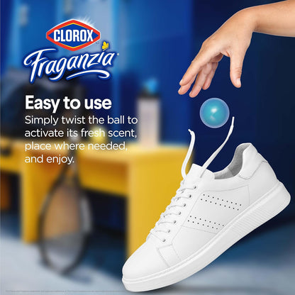 Clorox Fraganzia Deodorizing Balls with Lavender and Eucalyptus Scent, Battery-Free Shoe and Small Space Odor Eliminator with Up to 30 Days of Freshness, 6 Count Pack