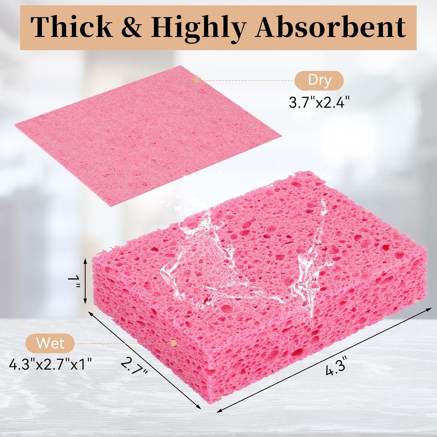 6 Pcs Kitchen Sponges for Dishes Cleaning, Non Scratch for Non Stick Cookware, Compressed Natural Cellulose Sponges, Dish Washing Scrubbers, Scrubbing Pads for Household, Bathroom (Multicolor)
