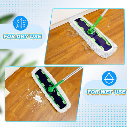 KEEPOW Reusable XL Mop Pads Compatible with Swiffer XL Sweeper, X-Large Dry Sweeping Cloths, Wet Mopping Cloths, Washable Microfiber XL Wet Pads Refills for Surface/Hardwood Floor Cleaning, 4 Pack