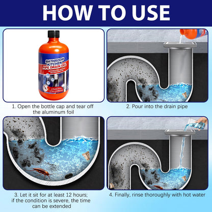 Pipeline Dredging Agent,Pipe Dredge Drain Cleaner,Sink Drains Hair Clog Remover Cleaner,Toilet Unclogger Heavy Duty,Bathroom Shower Pipeline Dredging Agent,Unclog Clogged Drain（500ml）