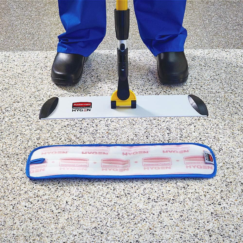 Rubbermaid Commercial Products HYGEN Pulse Single Sided Microfiber Spray Mop Kit for Hardwood/Tile/Laminated Floors Yellow Perfect for Kitchen/Lobby/Bathroom Cleaning