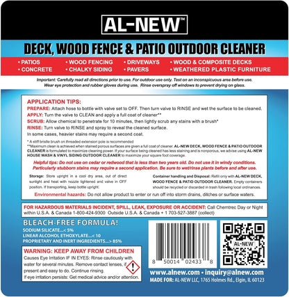 AL-NEW Outdoor Cleaner | 64oz Hose End Sprayer (Pack of 2) (Deck, Wood Fence, & Patio Outdoor Cleaner)