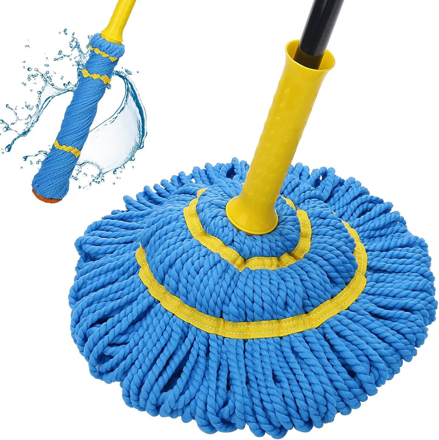 KeFanta Self-Wringing Twist Mop for Floor Cleaning, Long Handled Microfiber Floor Mop with Top Scouring Pad for Kitchen, Hardwood, Restaurant, Bathroom, Garages, Warehouses, Office,57-inch