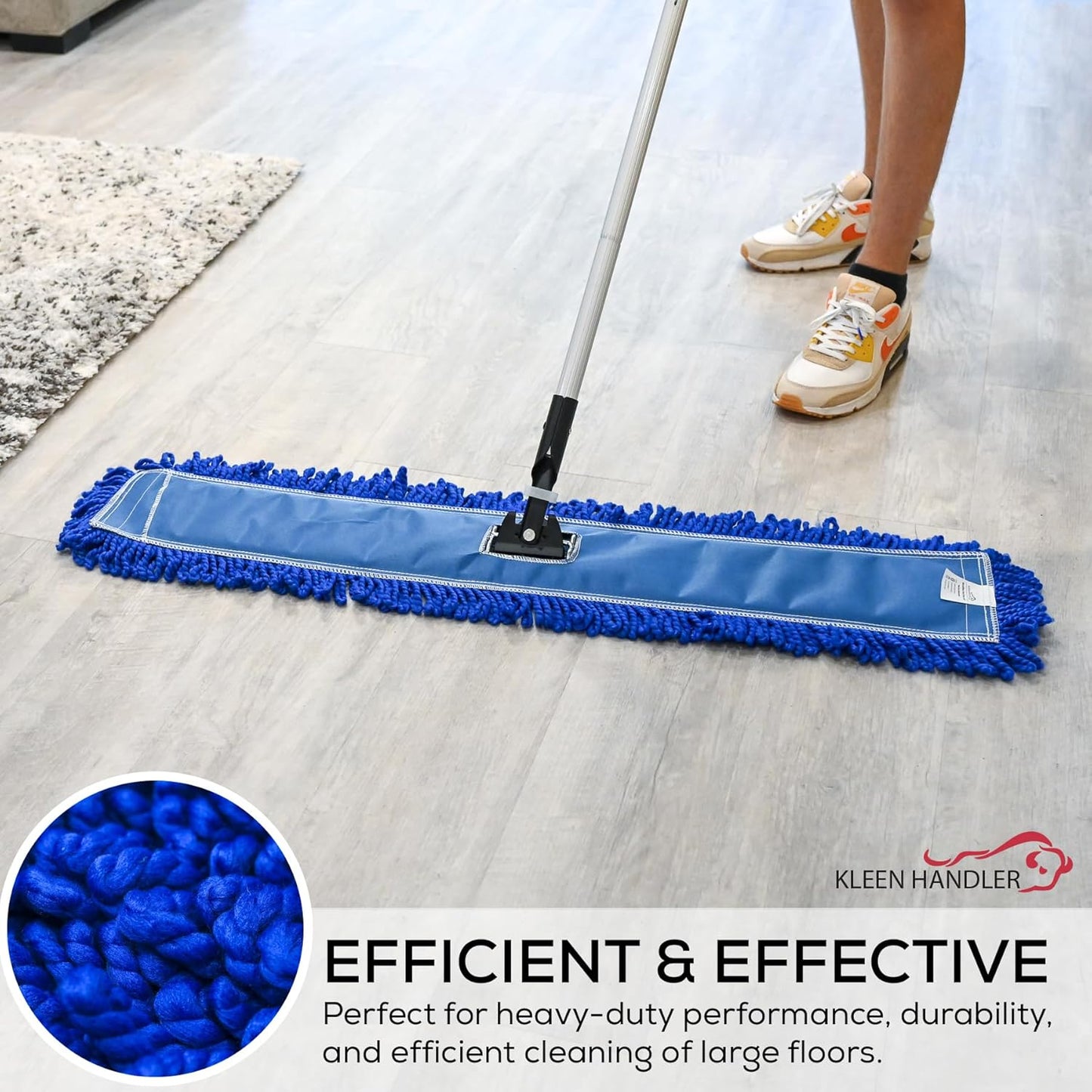Kleen Handler 24 inch Microfiber Dust Mop | Medium Washable Commercial Mop Head Replacement, Pack of 3