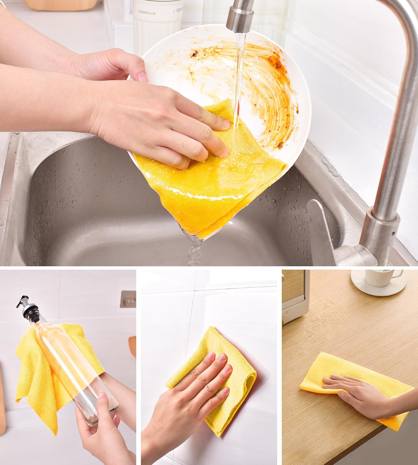 KitchLife Microfiber Cleaning Cloth Roll - Tear-Away Reusable Microfiber Paper Towels, Lint-Free, Washable, 20 Sheets for Kitchen, Car, Dishes, and Sensitive Surfaces (Pink)
