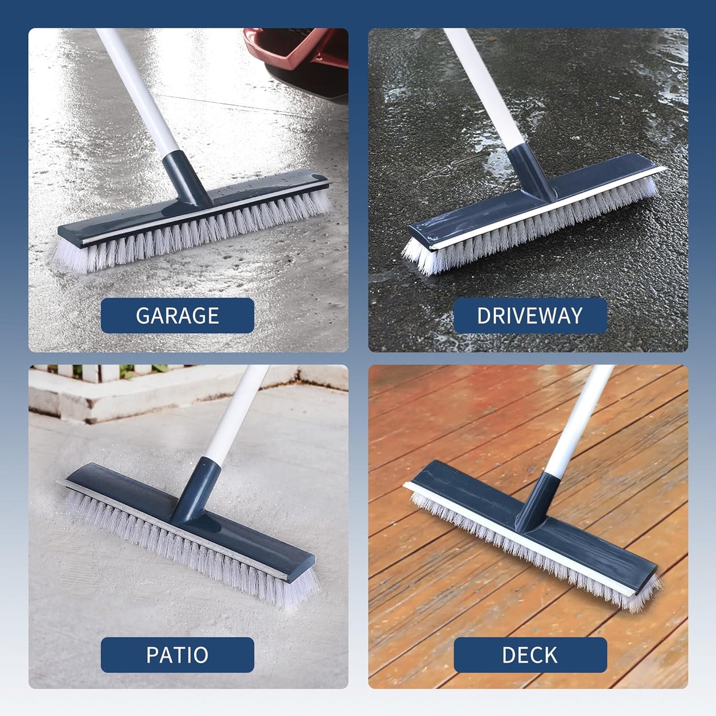 BOOMJOY Grout Brush with Long Handle, 57" Grout Cleaner for Tile Floors, Double-Sided with V-Shape Stiff Bristles for Bathroom, Patio, Kitchen, Wall, Corners and Deck