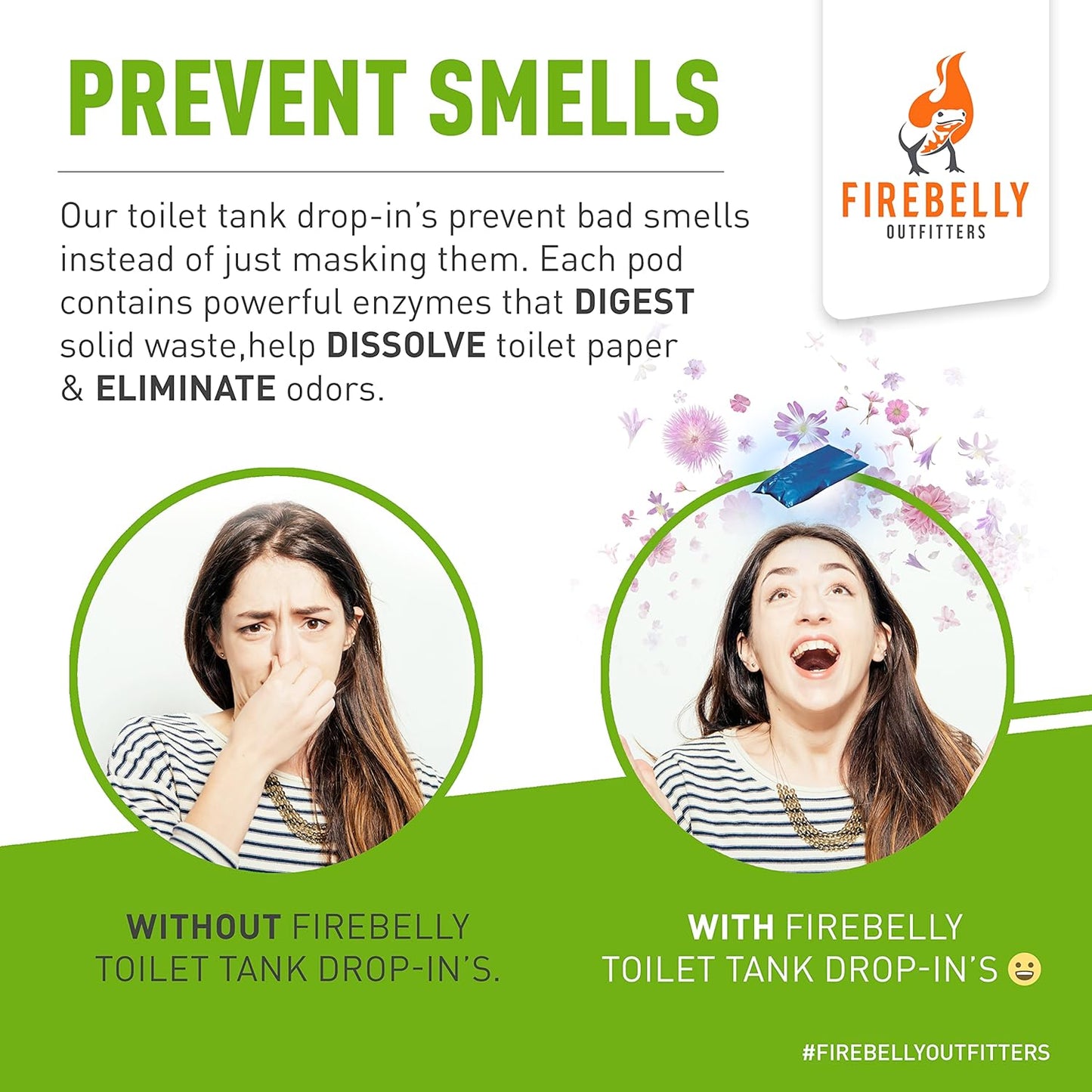 Firebelly Outfitters - RV Deodorizer & Septic Treatment Pods - Portable Toilet Chemicals, Marine Camper Sewer Cleaner, Odor Neutralizer, Formaldehyde-Free Holding Tank Solution - 20 Mulberry Packets