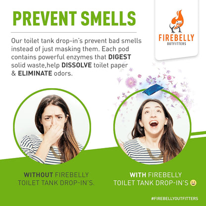 Firebelly Outfitters - RV Deodorizer & Septic Treatment Pods - Portable Toilet Chemicals, Marine Camper Sewer Cleaner, Odor Neutralizer, Formaldehyde-Free Holding Tank Solution - 20 Mulberry Packets
