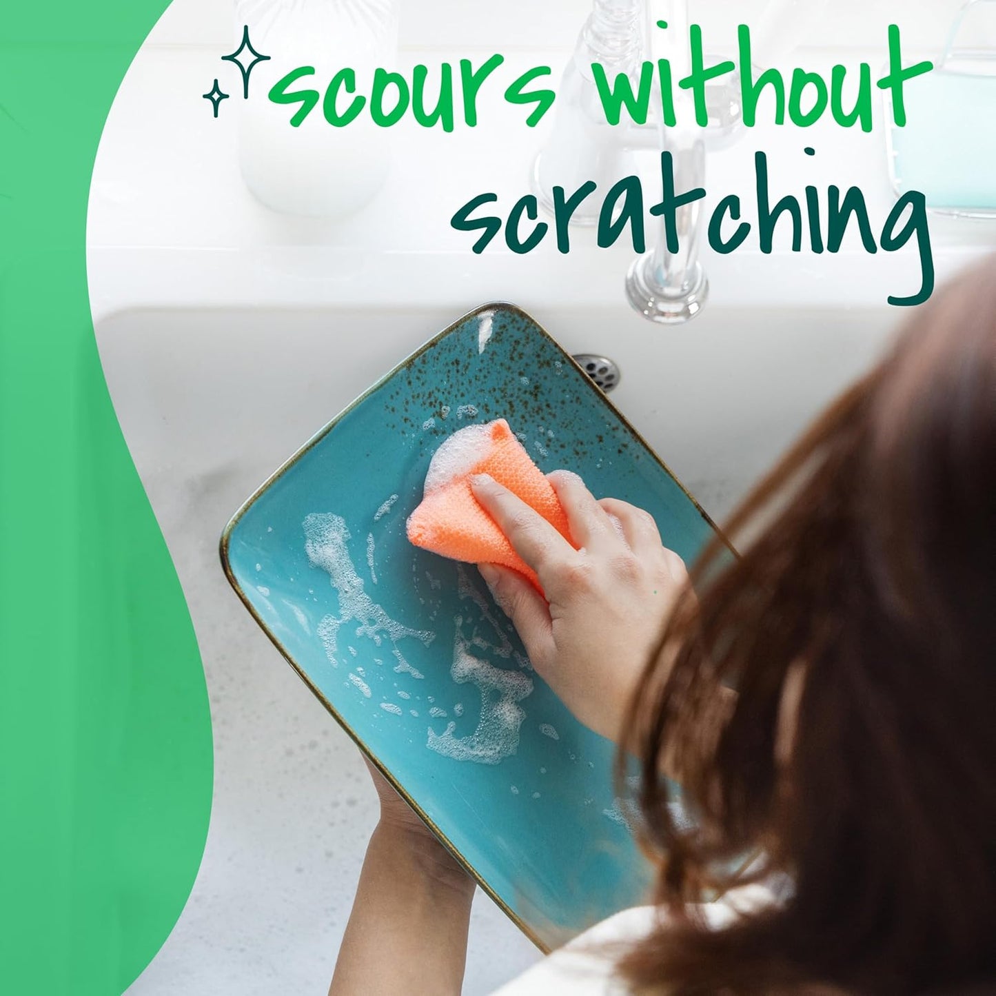 Scotch-Brite Dobie Non-Scratch All-Purpose Scrub Pads, 12 Total Pads (6 Packs of 2), Reusable Scouring Sponges for Kitchen & Bathroom, Safe on Non-Stick Cookware, Yellow